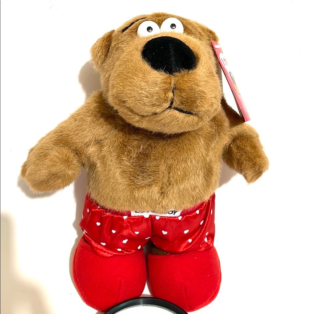 NWT Russ Berrie Sid Bear Lover Boy Boxer Shorts with Love Hearts Teddy Bear 10”